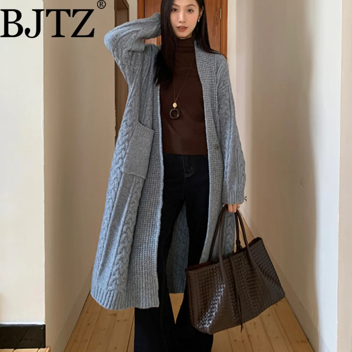 

BJTZ Women’s Oversized Chunky Knit Long Cardigan Open Front Cozy Warm Comfortable Elegant Premium Quality Autumn New Arrival2025