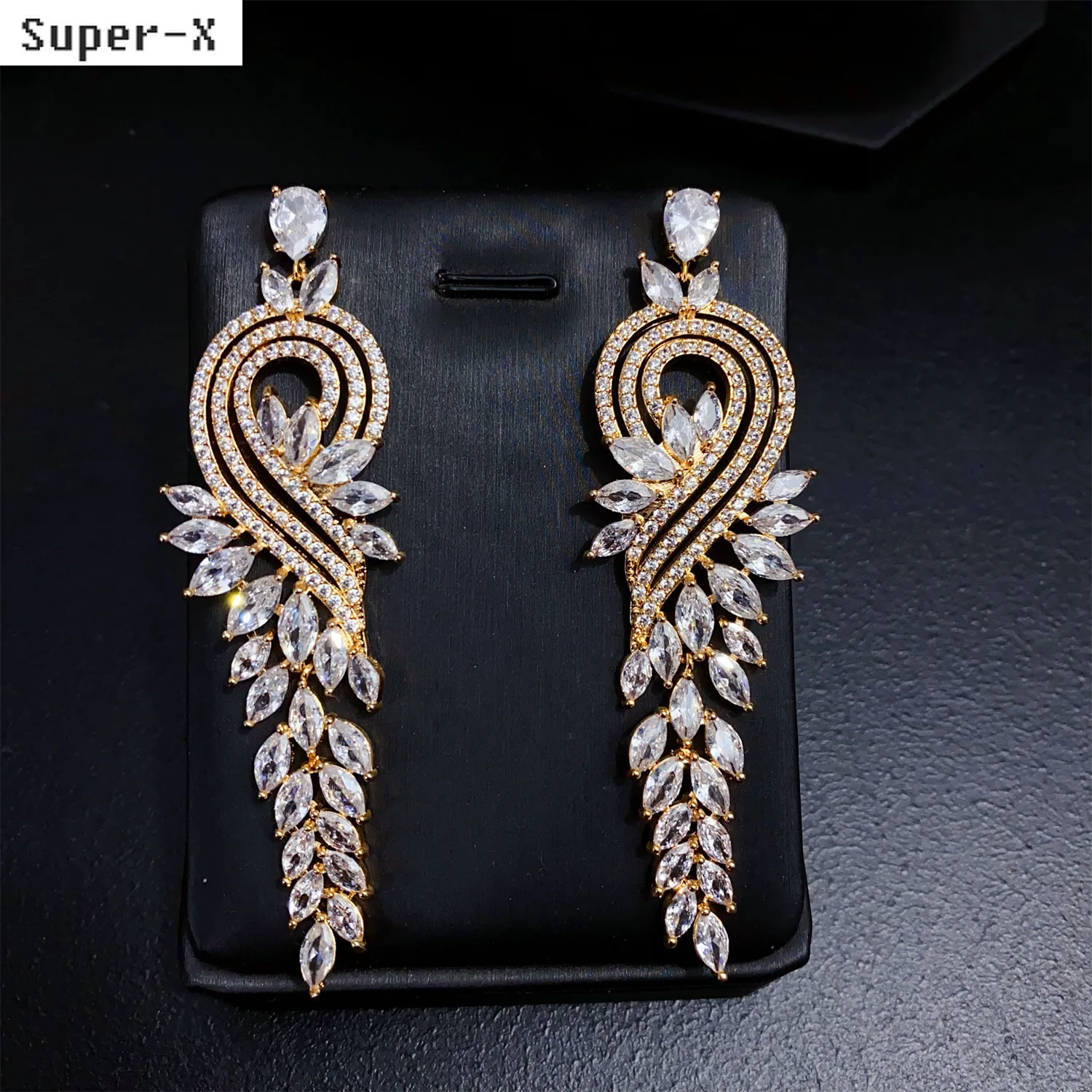 

designer wedding earrings zircon long pendant leaf Earrings for Women dinner party Exaggerated jewelry Wholesale dropshipping