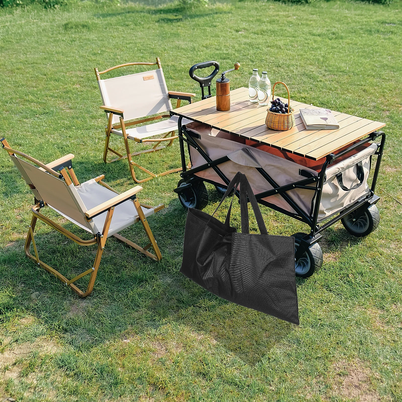 

Portable Bbq Carry Bag Foldable Outdoor Grilling Storage Bag with Multiple Compartments for Utensils Tools Camping Picnic