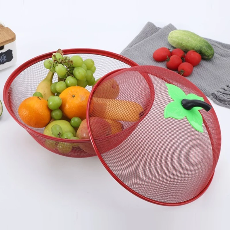 Decorative Wire Fruit Basket with Cover Countertop Fruit Holder for Kitchen Counter Sideboard and Dining Table Display