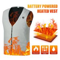 2024 Men Winter Heated Vest V-Neck Electric Waistcoat Jacket Vest 3 Temperature Heating Levels Waterproof Outdoor Heated Vest