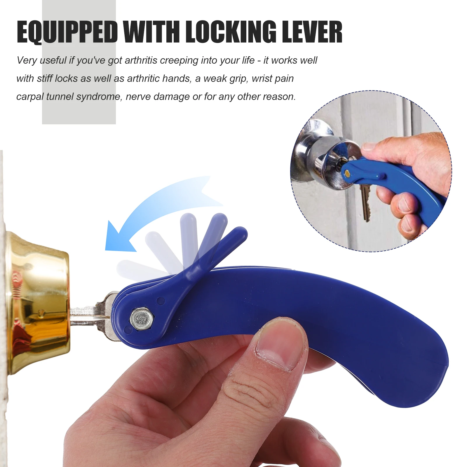 Key Turn Assistance Aid for Elderly Arthritis Pain Relief Door Lock Opener Two Keys Health Care Accessories