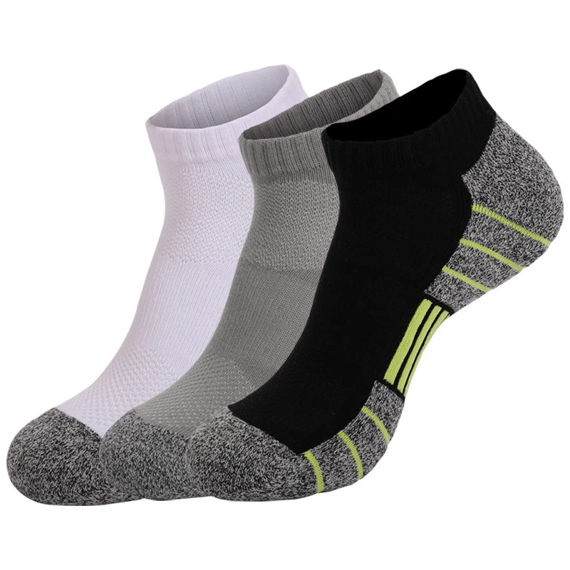 3Pairs Men Women Cotton Running Socks Thick Towel Bottom Hiking Sports Socks Ankle-In-Tube Tennis Walking Badminton Socks