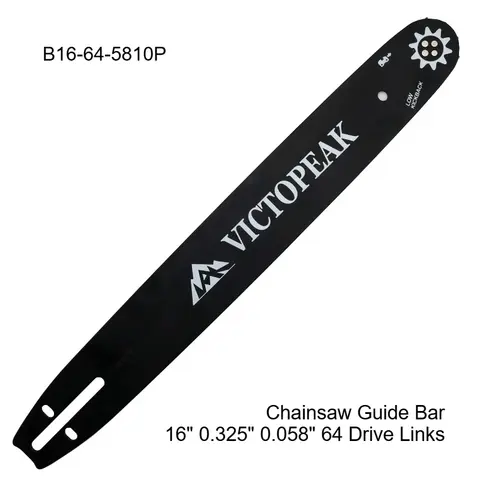 Garden Tool Parts Accessories Guide Bar 16'' 0.325" 0.058" 64 Links for 4500 5200 5800 Chain Saw