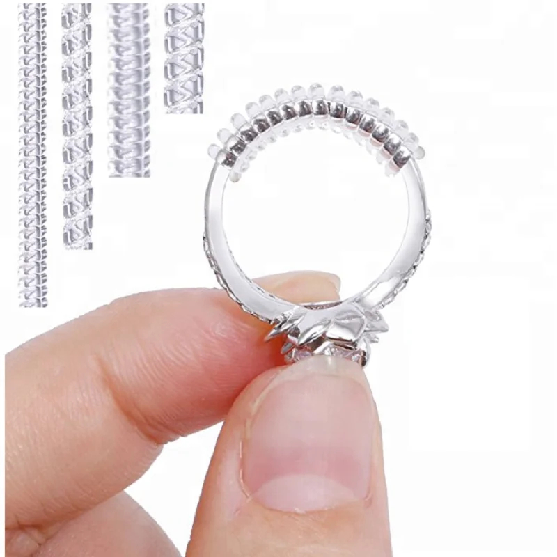 Transparent Silicone Ring Size Adjuster Invisible Spring Tightener for Loose Rings Jewelry Resizer Tool Adjustment Protector