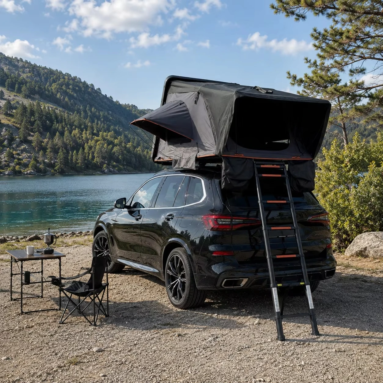 Outdoor Camping Hard Shell Roof Top Tent Large Space Foldable for 4-5 Person SUV Truck Rooftop Tent
