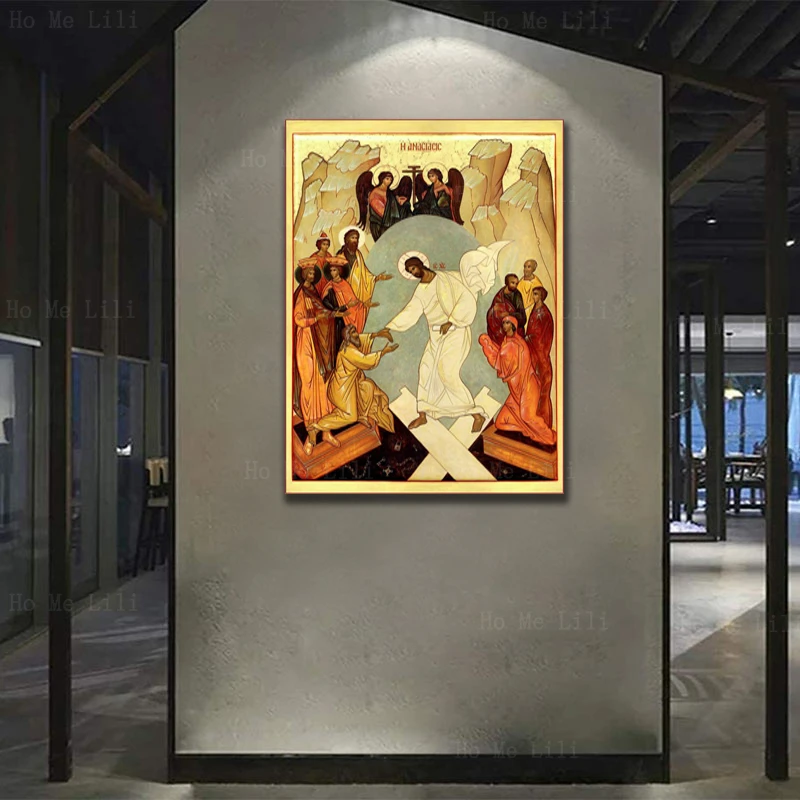 Jesus Resurrection Metamorphosis Of Christ Theophany Baptism Icon Canvas Wall Art By Ho Me Lili For Livingroom Home Decor