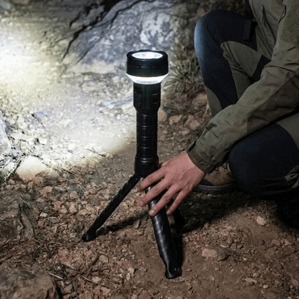 With Tripod Dual Side LED Flashlight 10 Core Side Light Ultra Bright LED Flashlight Digital Display Long Range