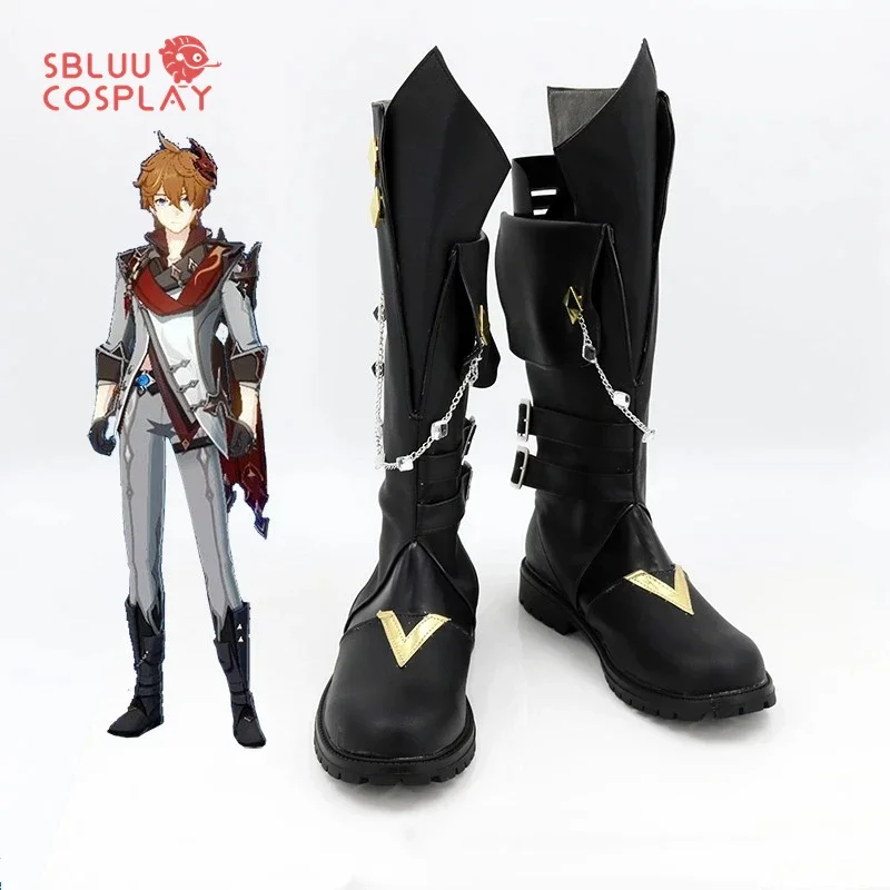 Genshin Impact Tartaglia Cosplay Shoes Halloween Party Fancy Boots Custom Made