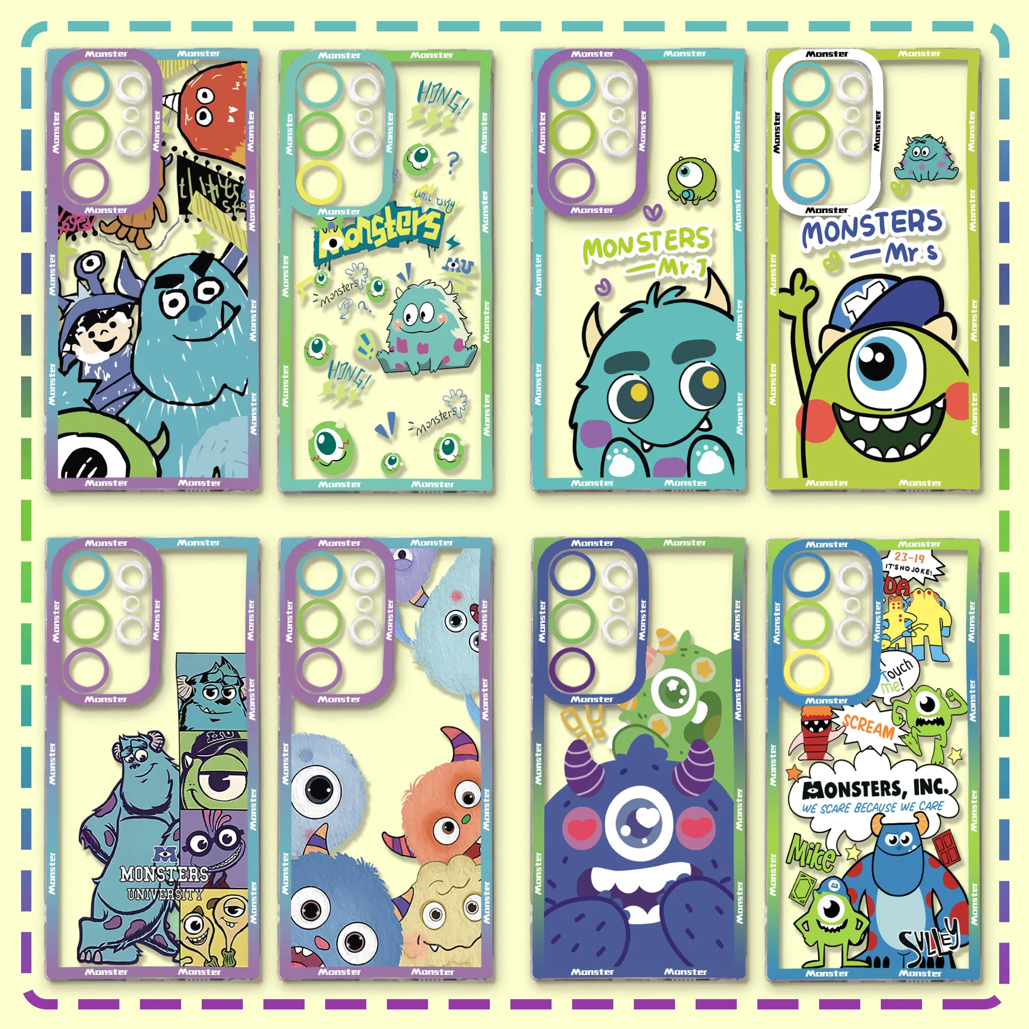 M-monsters Inc University Disney Phone Case For Samsung S24 S23 S22 S21 S20 S10 FE Note20 Plus Ultra 5G Clear Soft TPU Cover