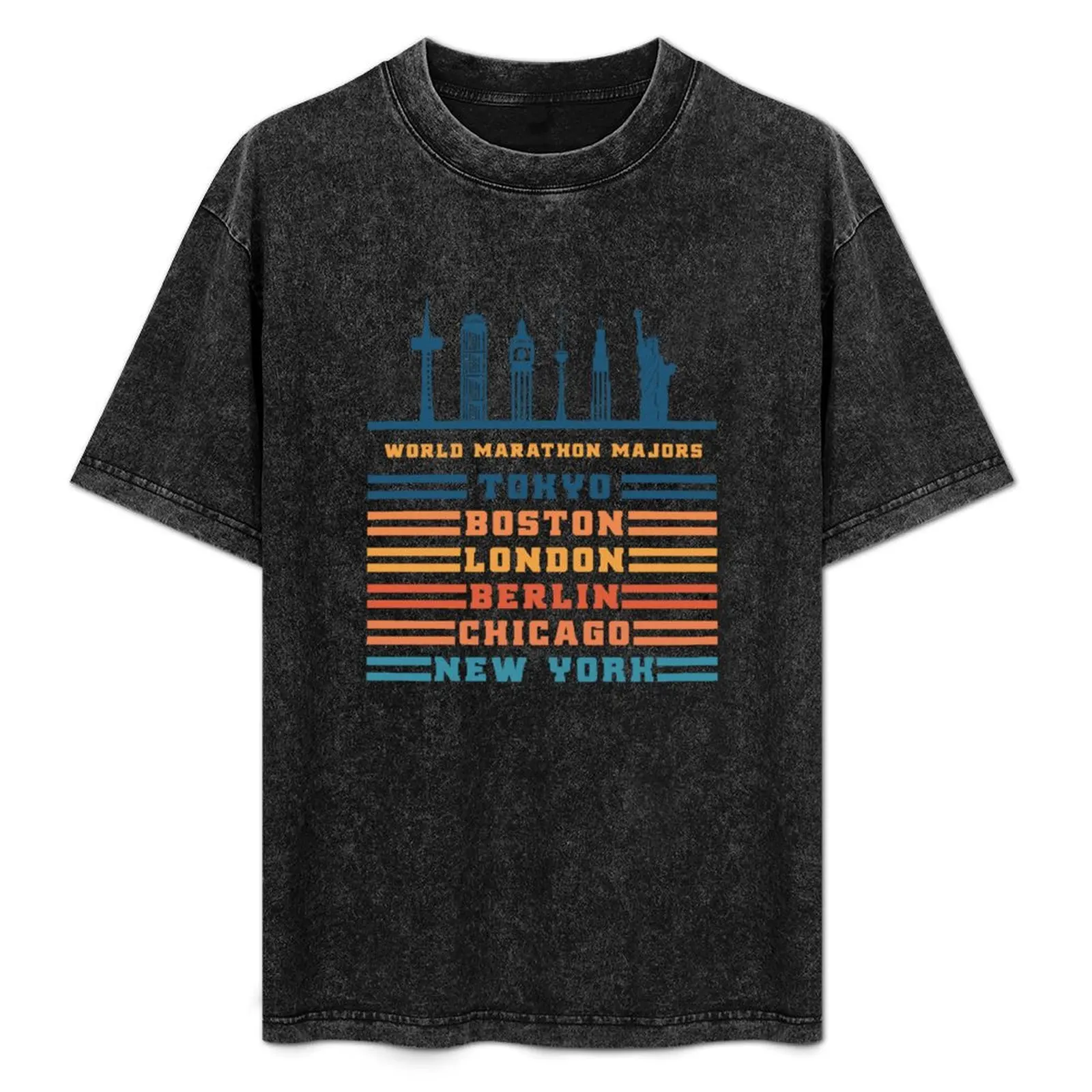 

World Marathon Majors Colored T-Shirt Basic Simple Casual Short Sleeve Tee