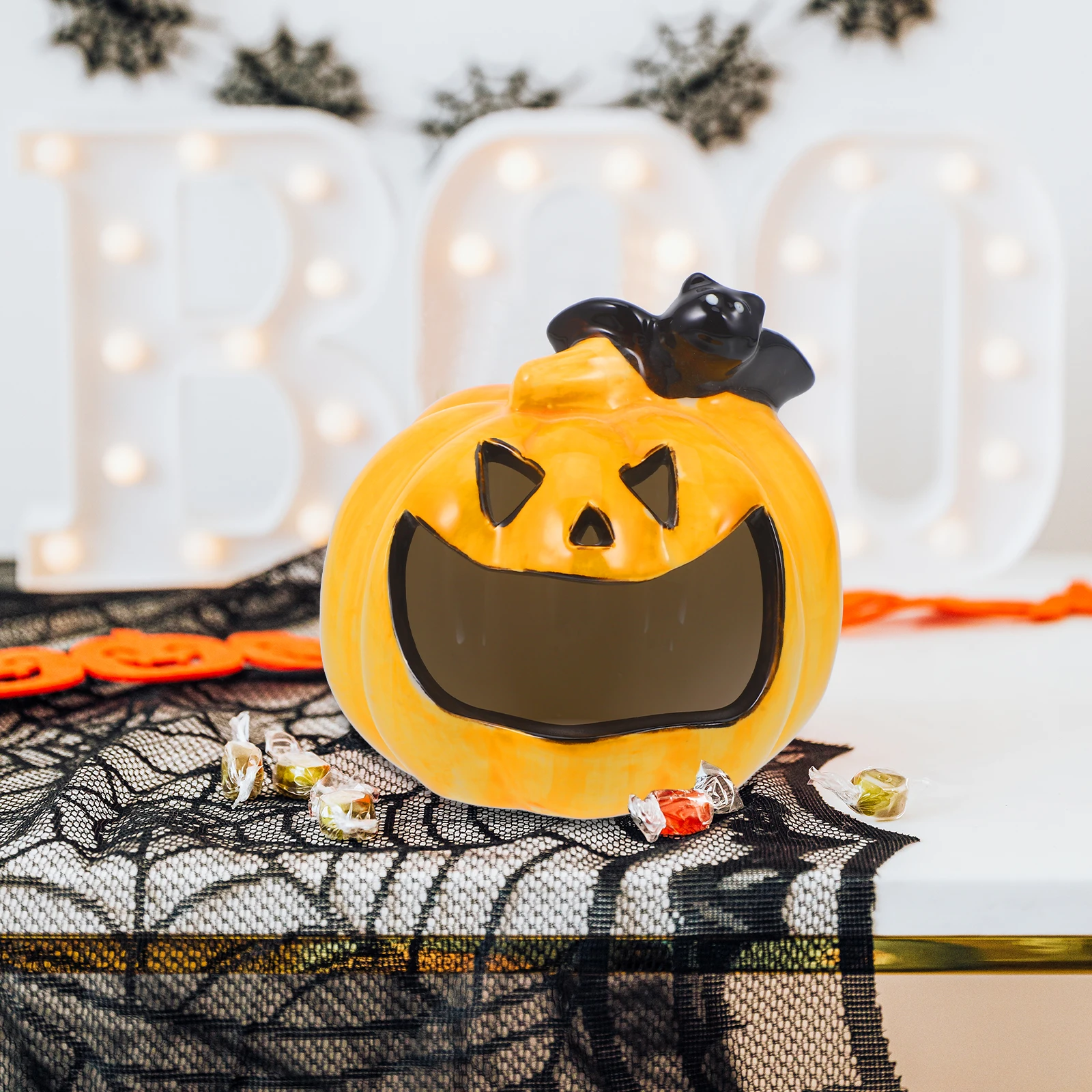 

1pc Pumpkin Shape Ashtray Decorative Table Ashtray For Office Desktop Household Smoking Holder Halloween Decoration