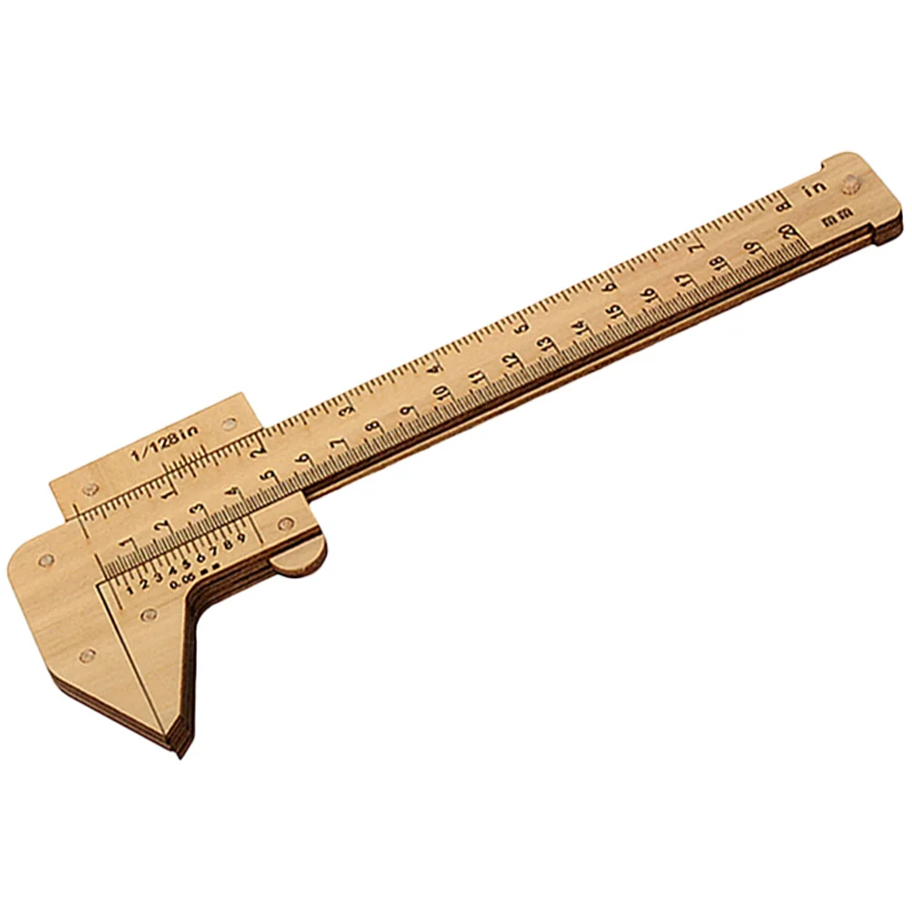 Wood Caliper 6 Inch Dual Scale Millimeter Inch Measuring Tool For Drawing Learning Ruler Portable Wooden Straight