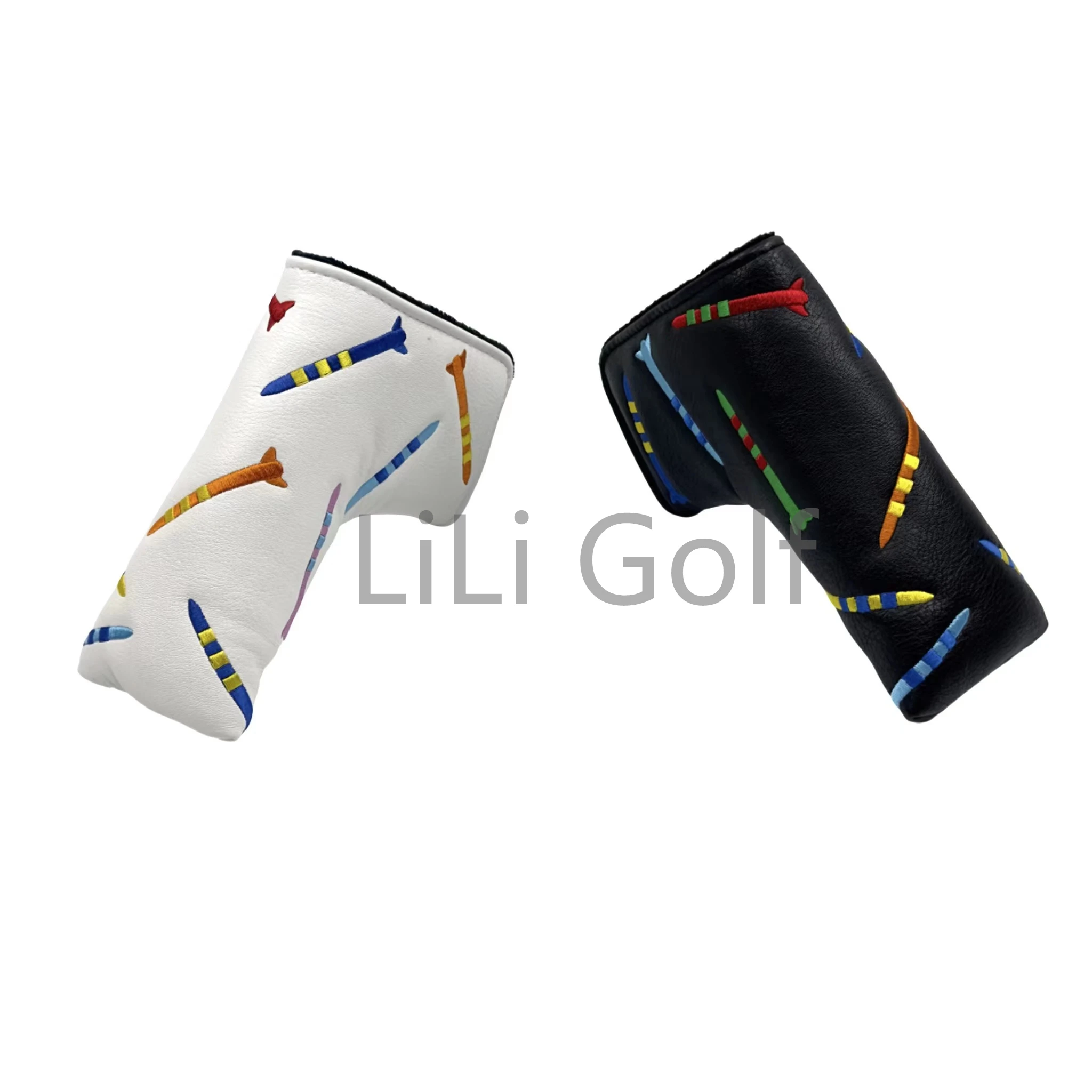 Golf Putter Cover PU Leather Rocket Pattern Golf Club Cover Blade Putter Cover Protector with Magnet Closure