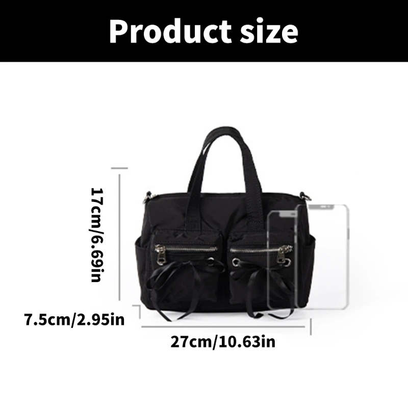 Multi Pocket Bowknot Shopper Shoulder Bag Stylish Handbag for Women Work Travel