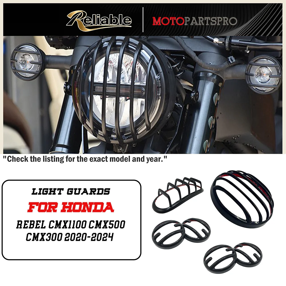 

For HONDA Rebel CMX1100 CMX500 CMX300 2020-2022 2023 2024 Motorcycle Headlight Grill Cover Front Head Light Lamp Protector Guard