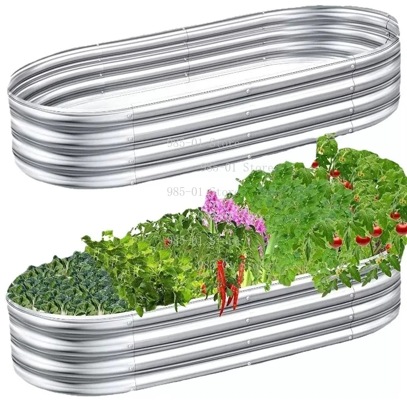 4×2×1ft Outdoor Planter Box, Galvanized Raised Bed for Vegetable Planting
