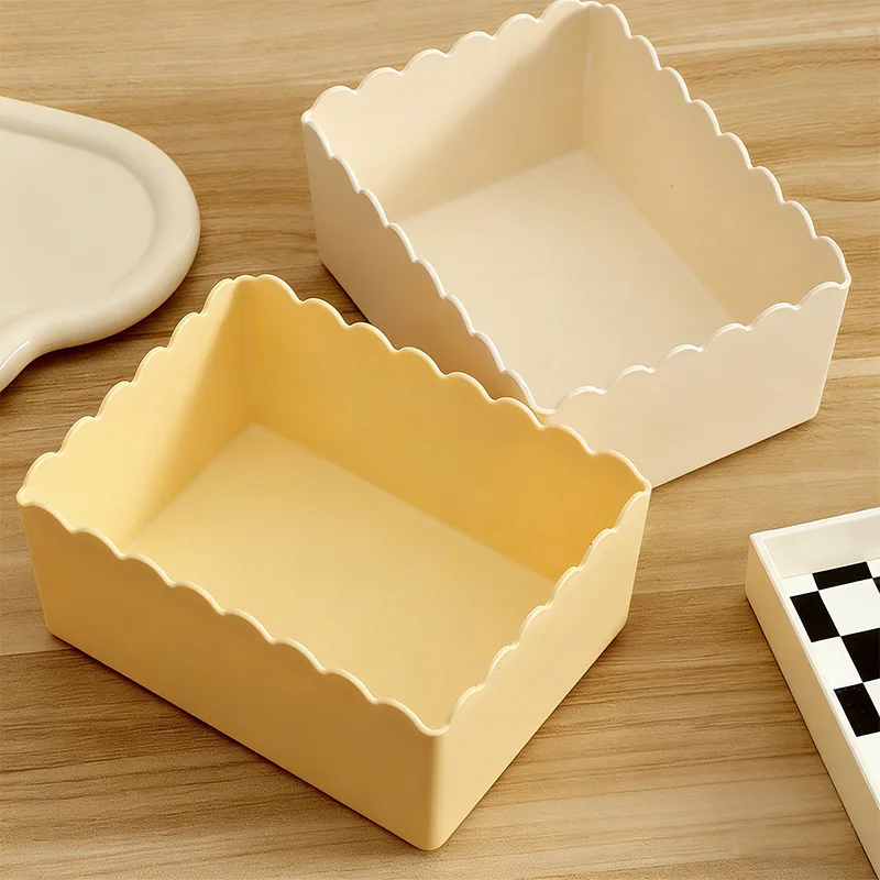 Lot de 2 boîtes de rangement couleur unie pour articles divers, cosmétiques, salle de bain, bureau et accessoires de rangement pour la maison et le bureau