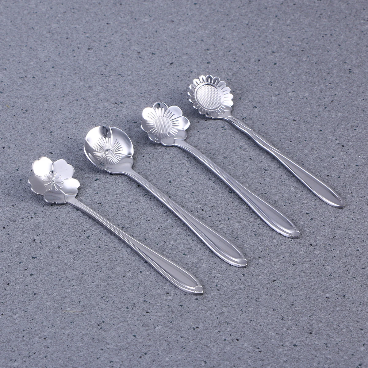

8PCS Stainless Steel Spoons Reusable Elegant Design Coffee Tea Ice Cream Flower Shaped Petal Spoon Set Kitchen Bar Accessories