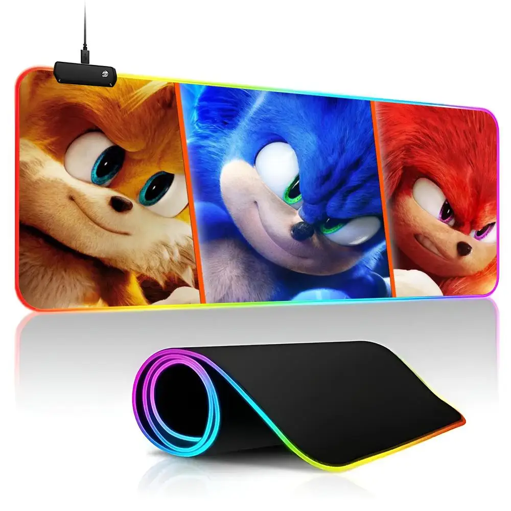 

Anime Cartoon S-Sonics Hedgehog Mouse Pad Gamer RGB Deskmat Keyboard Mat Gaming Laptops LED Mousepad Desk Protector Anime Mause