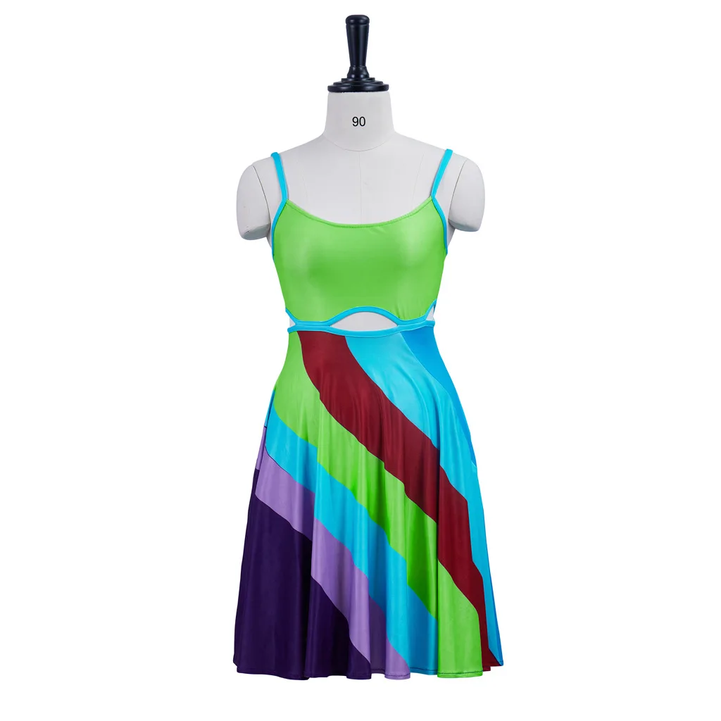 Suddenly 30 Cosplay Halter Green Mini Swimming Skirt Backless Sexy V Neck Summer Beach Sundress Vintage Party Dress Streetwear view 4