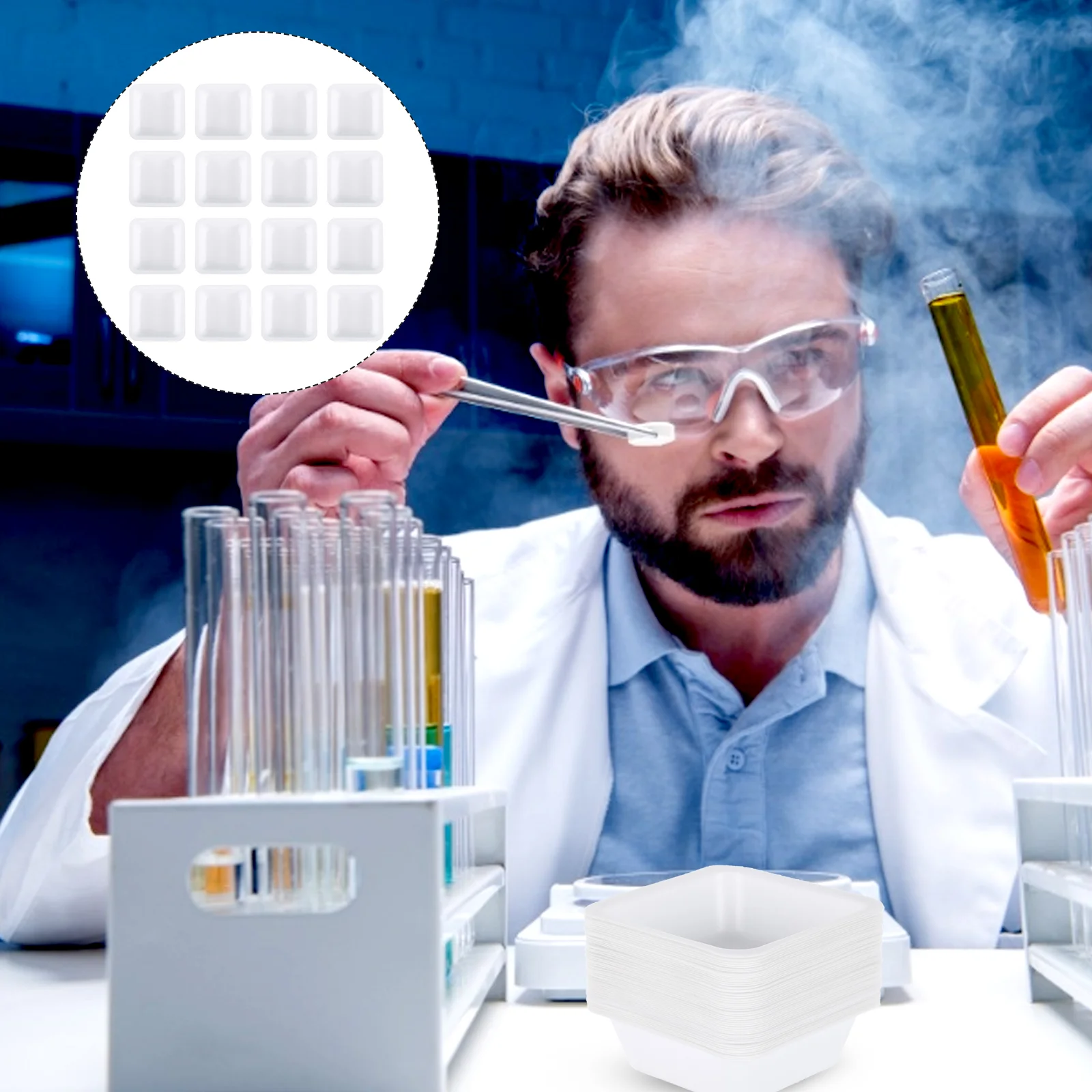 50 Pcs Lab Weighing Pan Laboratory Supplies Aluminum Plastic Anti-Static Tray Expander