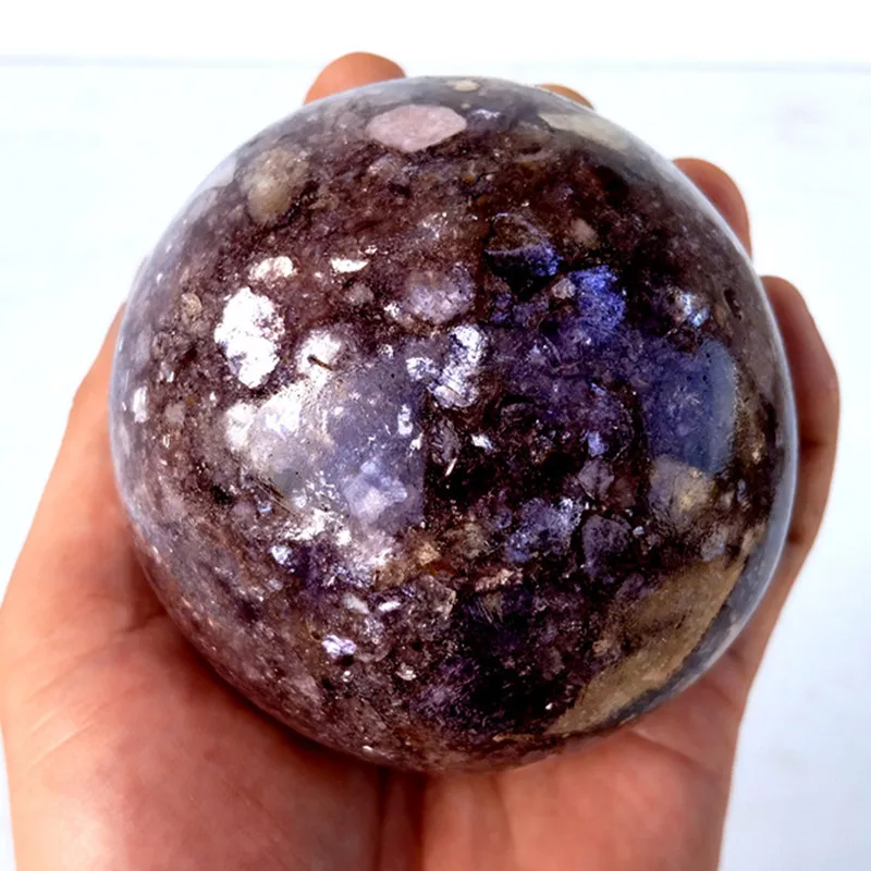 

Natural Stone Lepidolite Crystal Sphere Home Decor Feng Shui Ornaments Ball