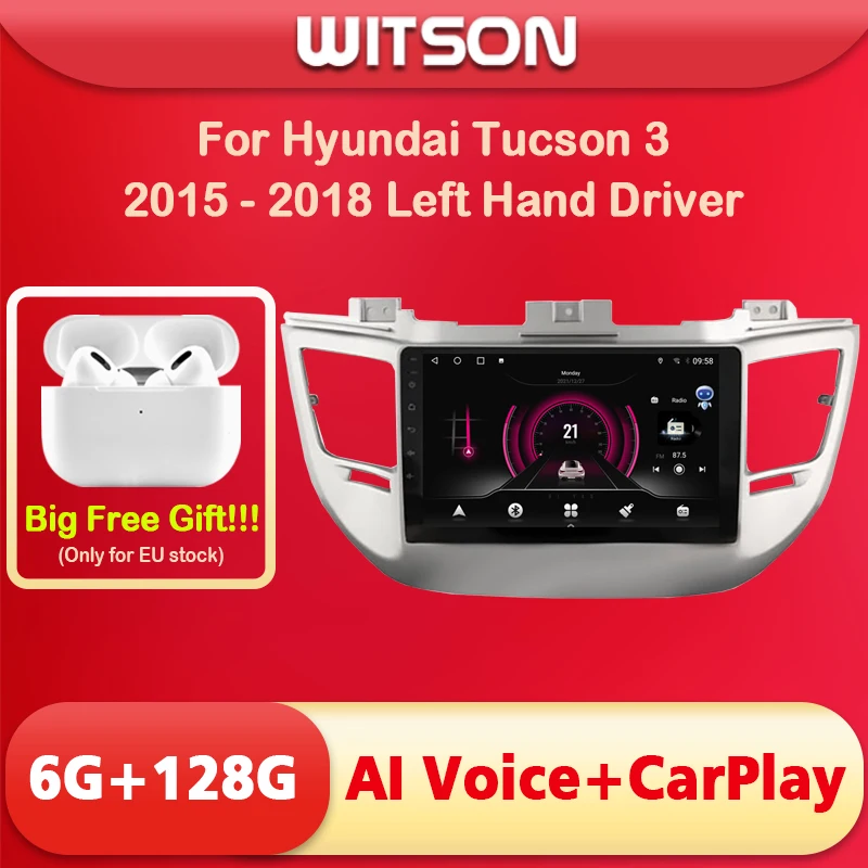 WITSON Android Radio Car Multimedia Player For Hyundai Tucson 3 2015 2016 2017 2018 Left Hand Driver Wireless CarPlay AI VOICE