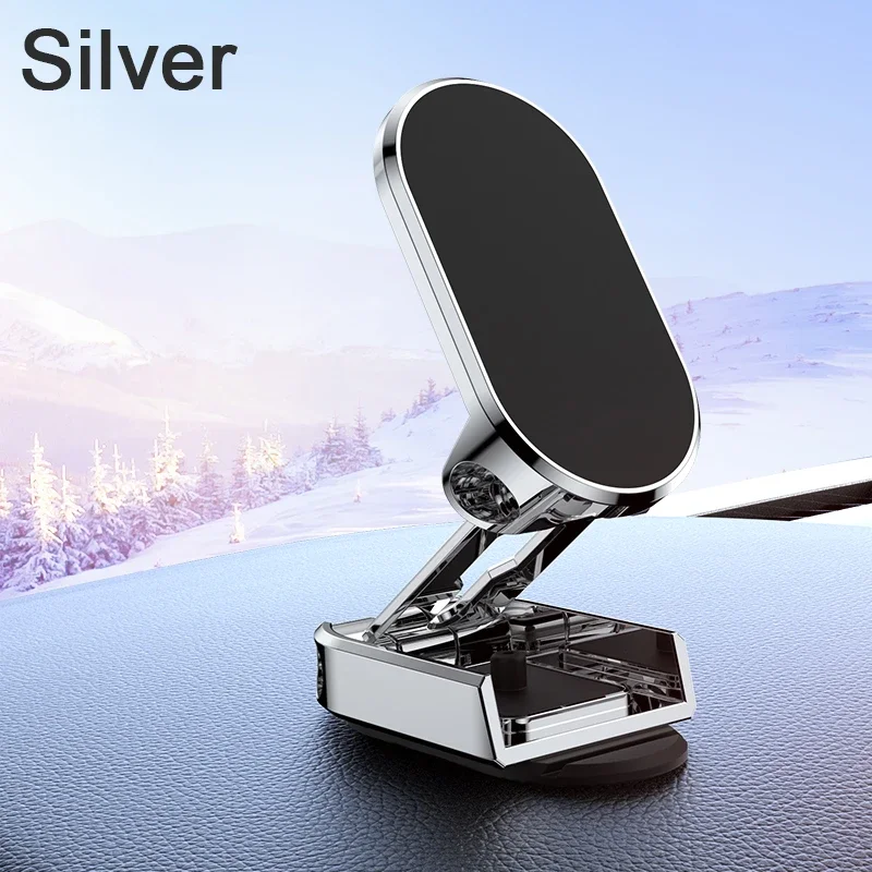 Universal Auto Magnetic Mobile Phone Holder Car Metal Creative Auto Folding Height 360°Adjustable Positioning Rotating Bracket image 5