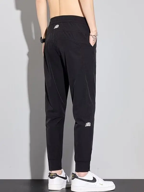 

New 2025 Men's Summer Thin Ice Silk Casual Pants Nine Points Cuffed Cool Feeling Trendy Versatile Loose Fit Breathable Trousers