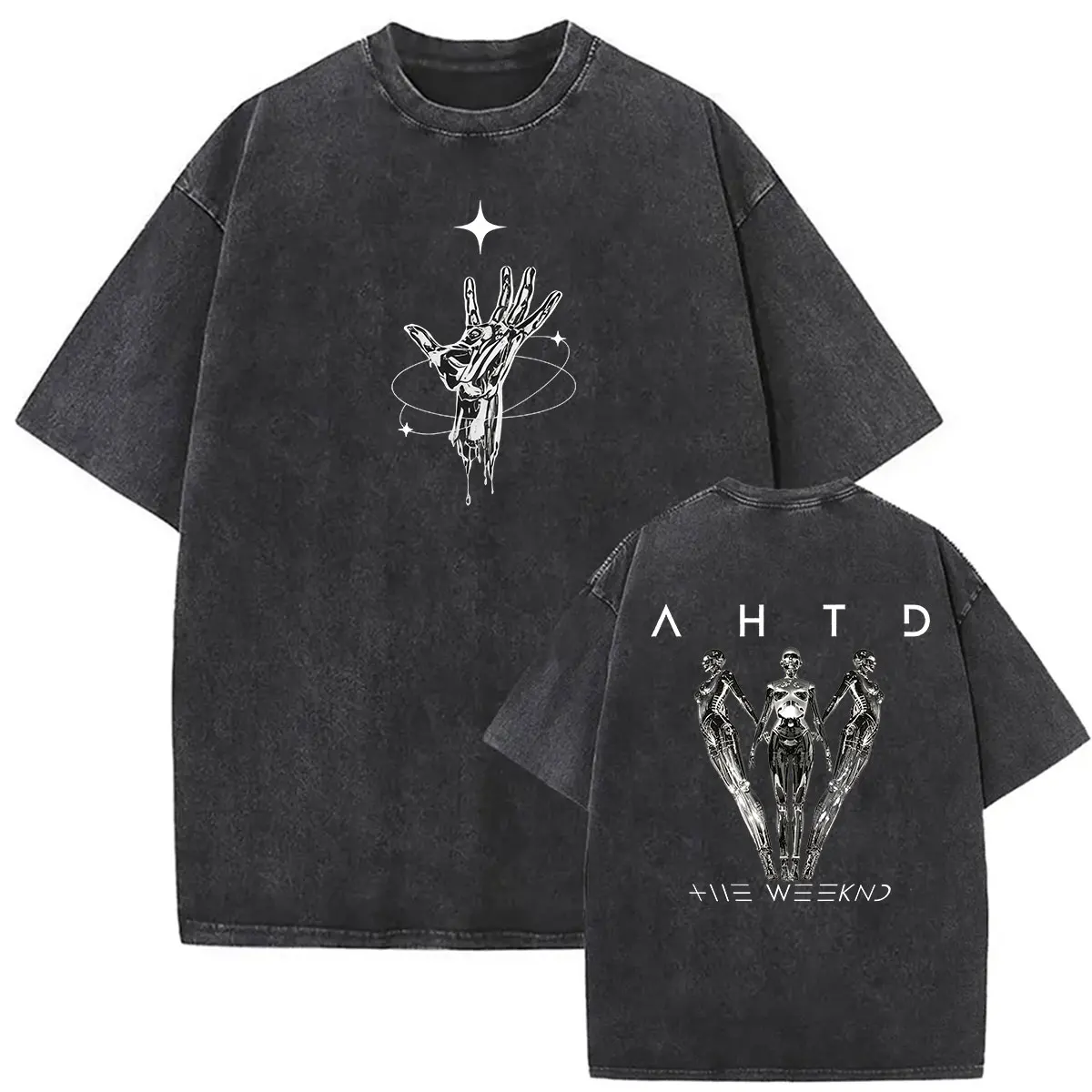The Weeknd After Hours Til Dawn Tour 2026 Vintage Washed T Shirts Men's Hip Hop Gothic Fashion Short Sleeve T-Shirts Streetwear