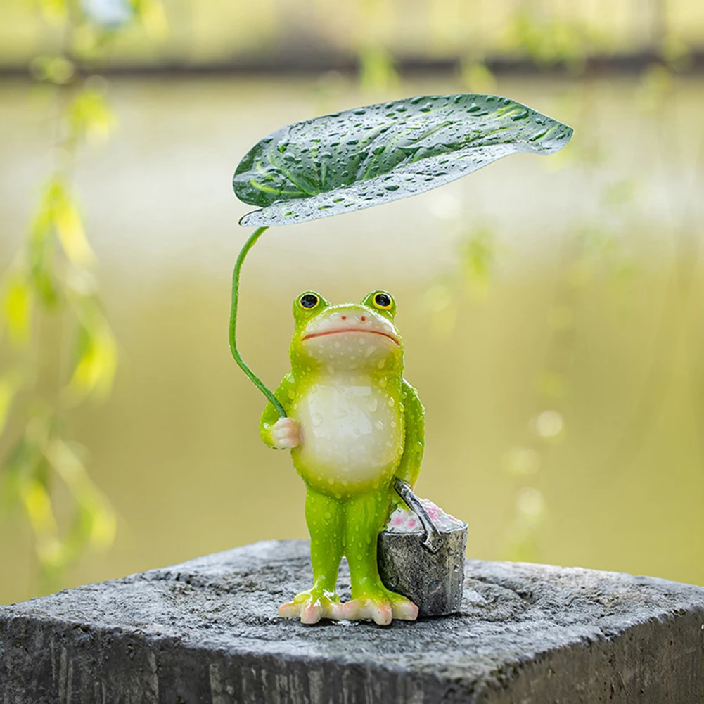 Outdoor Decoration 16*7*5cm Frog Garden Ornament Charming Frog Garden Figurine Miniatures Unique Artisan Craftsmanship