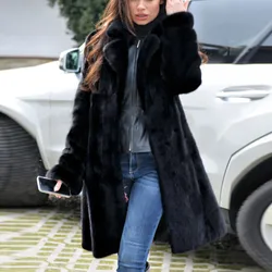 Extended Faux Fur Coat For Women To Look Thin And Imitate Mink Fur Coats Black Hooded Warm Comfortable 2024 Winter Wholesale