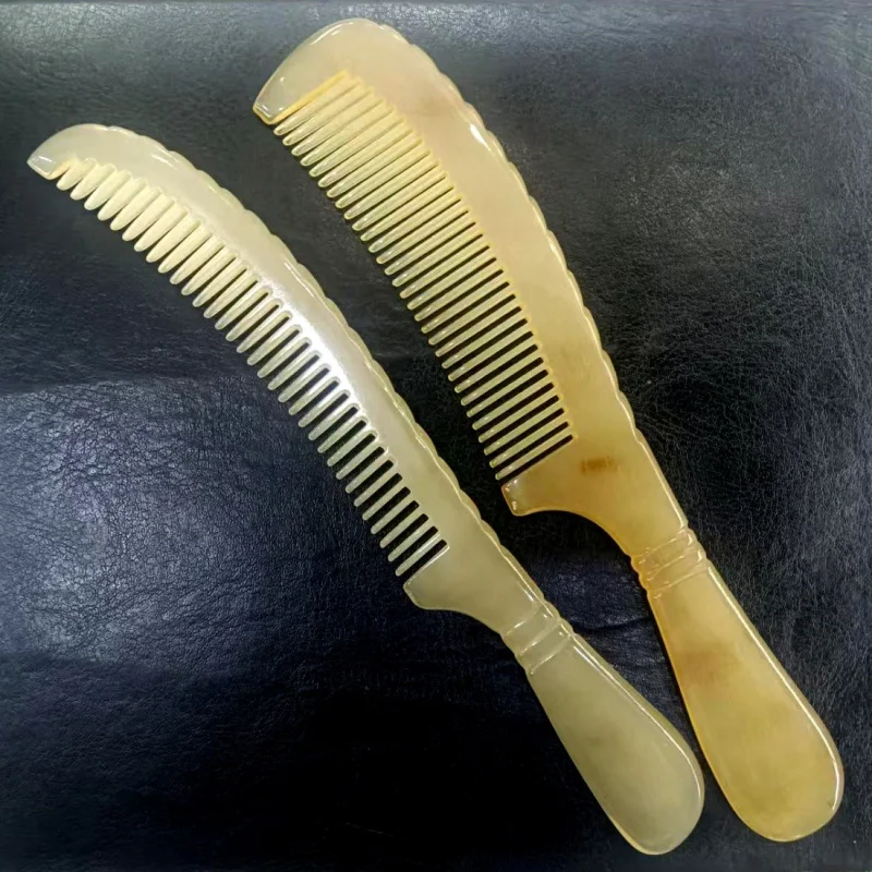 

Narrow for men children, fine-, dense-toothed, double-section handle comb, slender and lightweight horn com