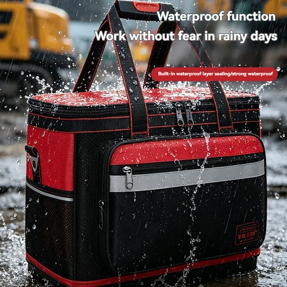 New Full Seal Zipper Electrician Tool Bag Waterproof Wear Resistant Reflective Stripe Shoulder Strap Tool Organizer Pouch