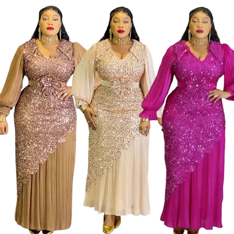 

Новое модное длинное платье с рюшами на рукавах для свадебных торжеств 2026 года, элегантные африканские платья для женщин больших размеров, вечерние наряды, женская одежда