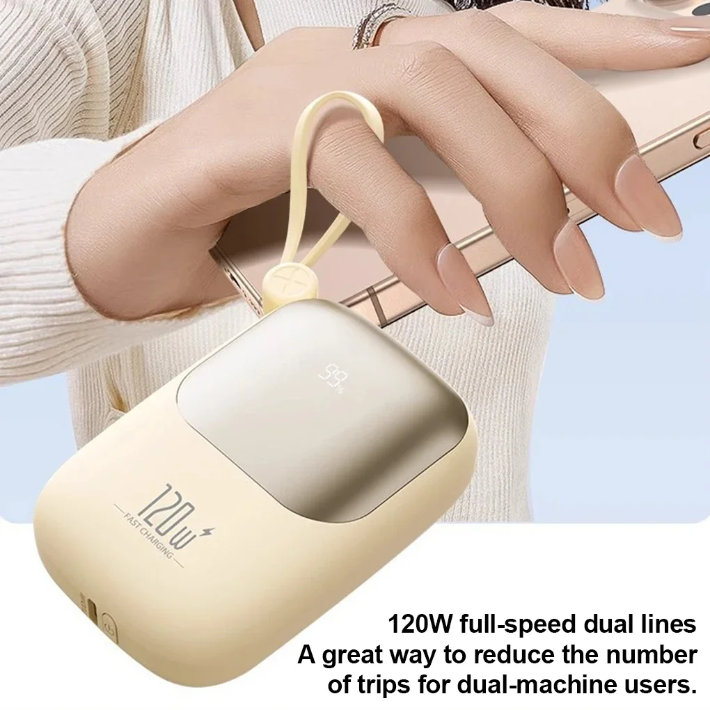 باور بانك شحن سريع للغاية 120 وات 20000 مللي أمبير في الساعة مع كابل شاشة رقمية وبطارية خارجية لهاتف سامسونج وشاومي وآيفون وهواوي