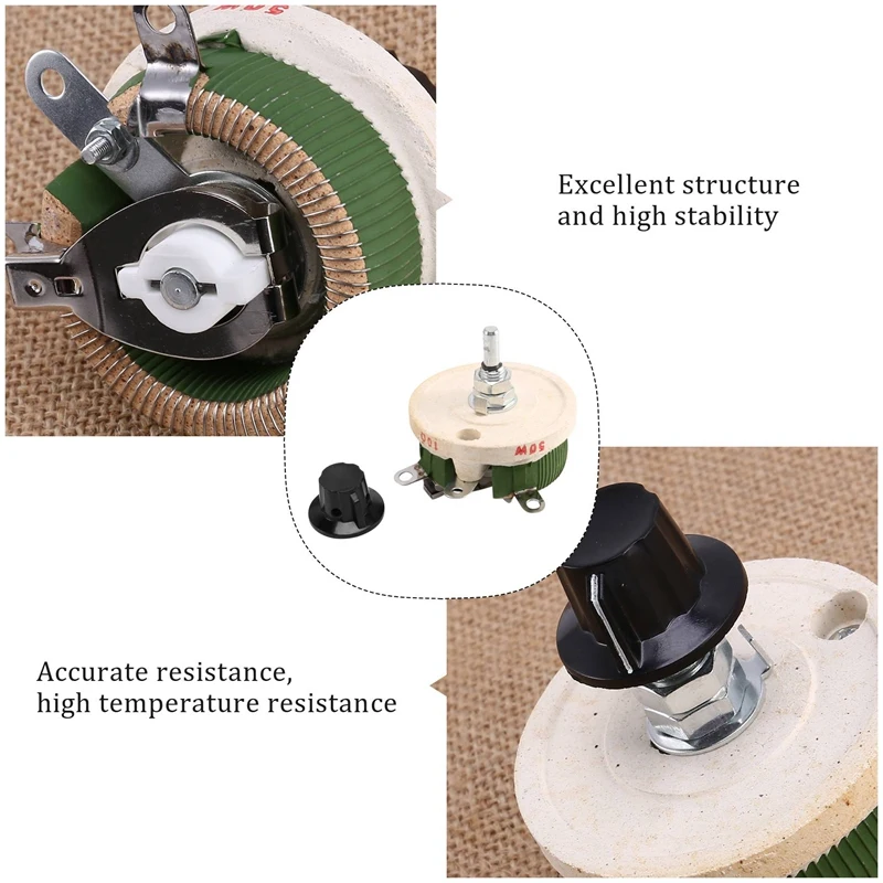50W 10 Ohm Ceramic Potentiometer Variable Taper Pot Resistor Rheostat