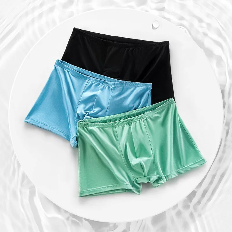 

3 pcs/lot Men Underwear Boxer Pack Thin Ice Silk Man Luxury Brand Sexy Men's Boxer Briefs Shorts Men's Transparent Boxers Man
