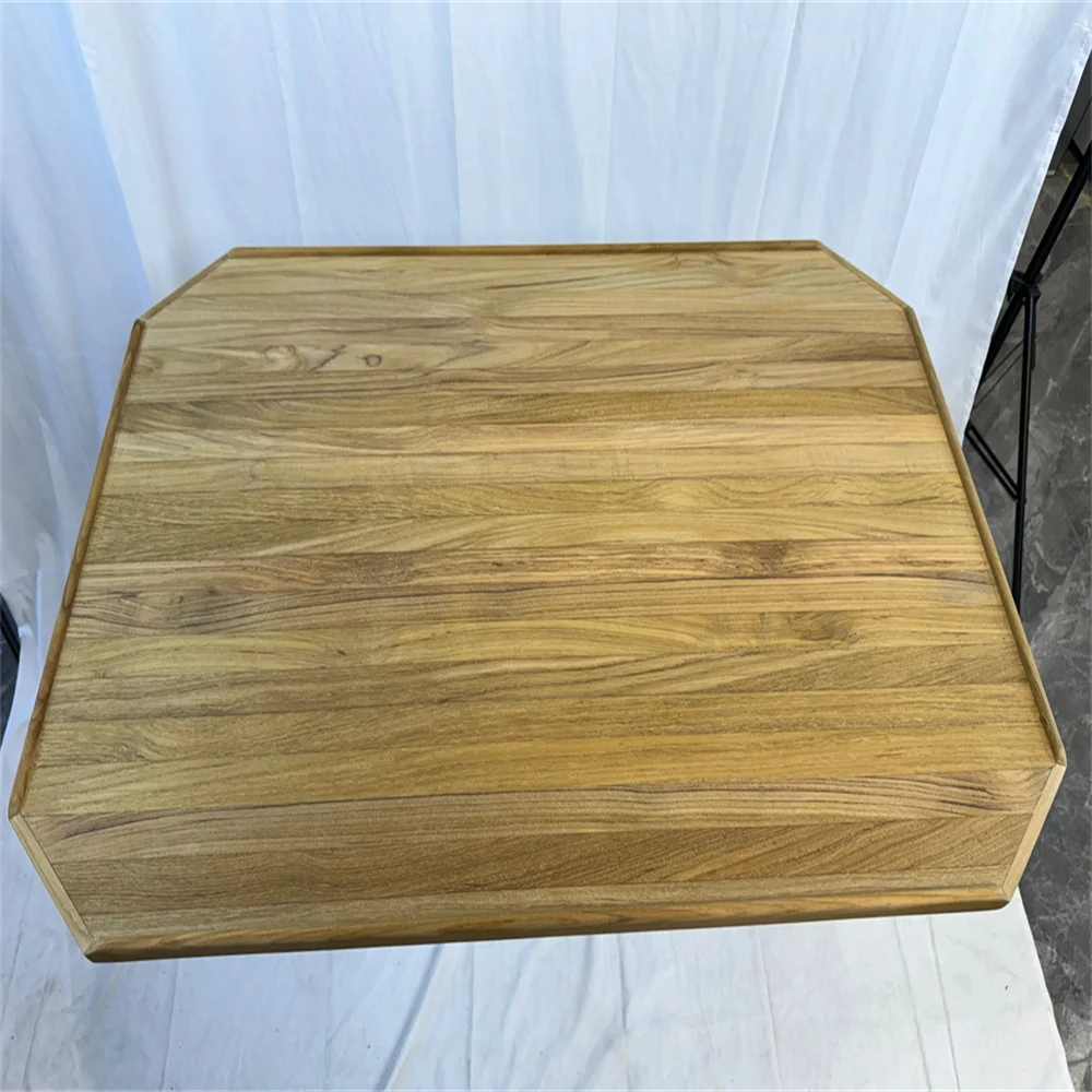 Boat Rectangular Teak Table Top 610x900mm,24x35.4 Inch Plain Cut Corners Fiddles Around Table Marine Yacht RV TV6090