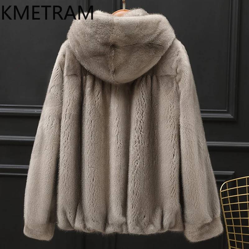 Real Mink Fur Coat Women with Hood New in Outerwears 2024 Winter Clothes Woman Trending Fashion Cropped Fur Jacket шуба женская