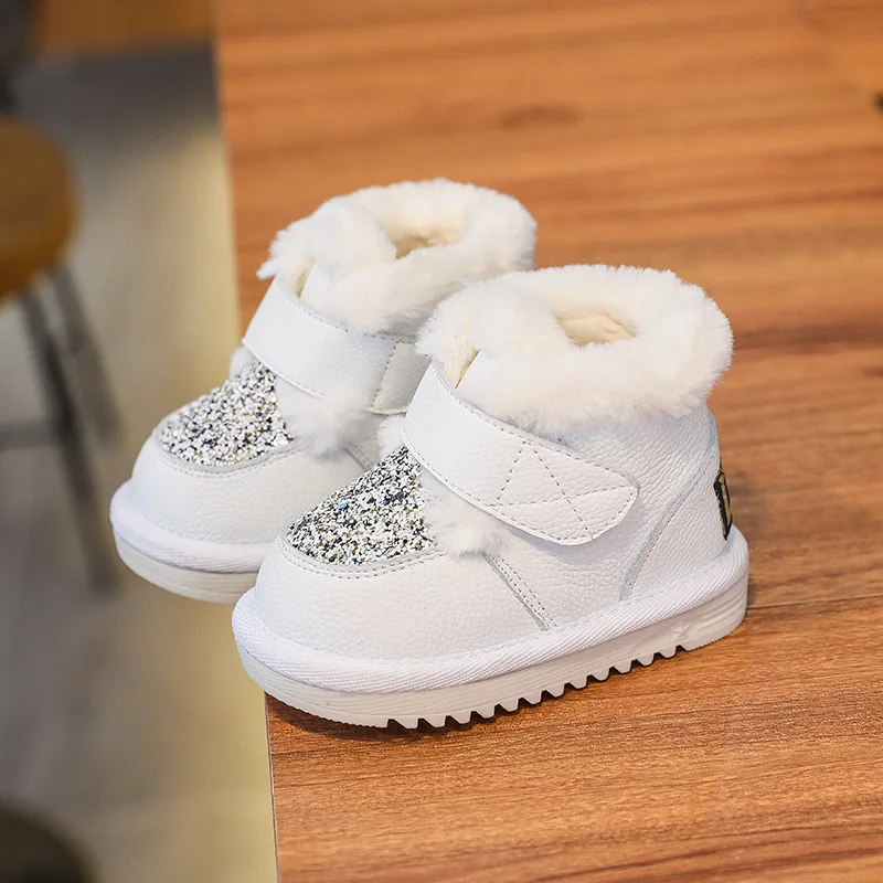 Winter Girl Cotton Shoes 1-2 Year Old Baby Snow Boot Plush Thickened Walking Shoe Non Slip Children Shoe Children Snow Boot