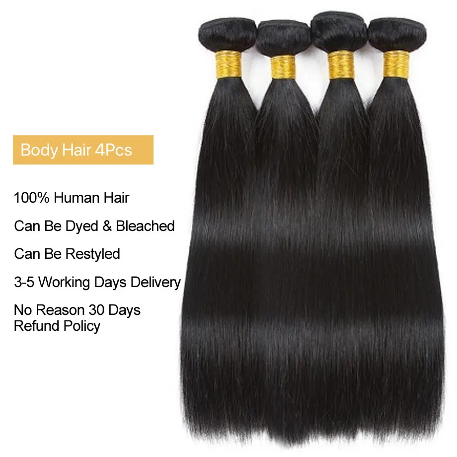 Yuan human hair bundles Bone Straight Bundles Remy Brazilian Hair Weave 1 3 4  Bundles Hair Extension Natural Black Human Hair