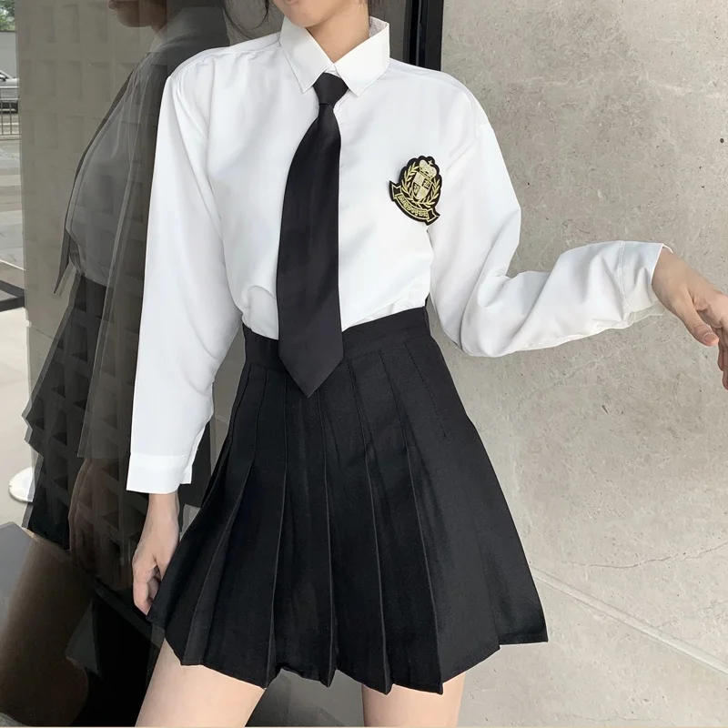 Full Set School orm Skirt JK Outfit Briti Sle Middle School Student Clothing Autumn Winter Academy Theme Ensemble