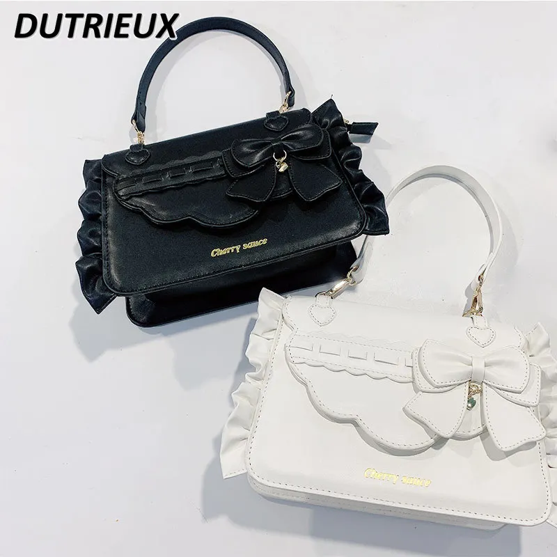 2024 New Casual Elegant Bow Women's Handbags Lolita Japanese Style Ladies Bags Small Cute Sweet Fashion Shoulder Bag for Lady