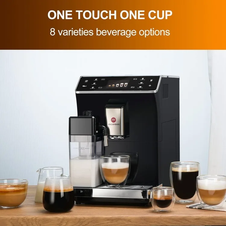 Máquina de café expresso super automática, máquina de café expresso totalmente automática com moedor, máquina de café com tela sensível ao toque fácil de usar