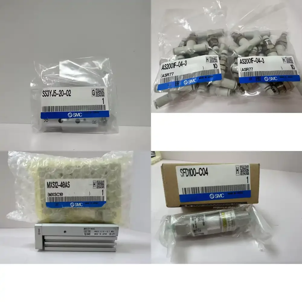 

Authentic Original SMC SS3YJ5-20-02 SYJ500 Series 3-Port Copper Solenoid Valve Used Rubber Seal Manifold Internal Cylinder