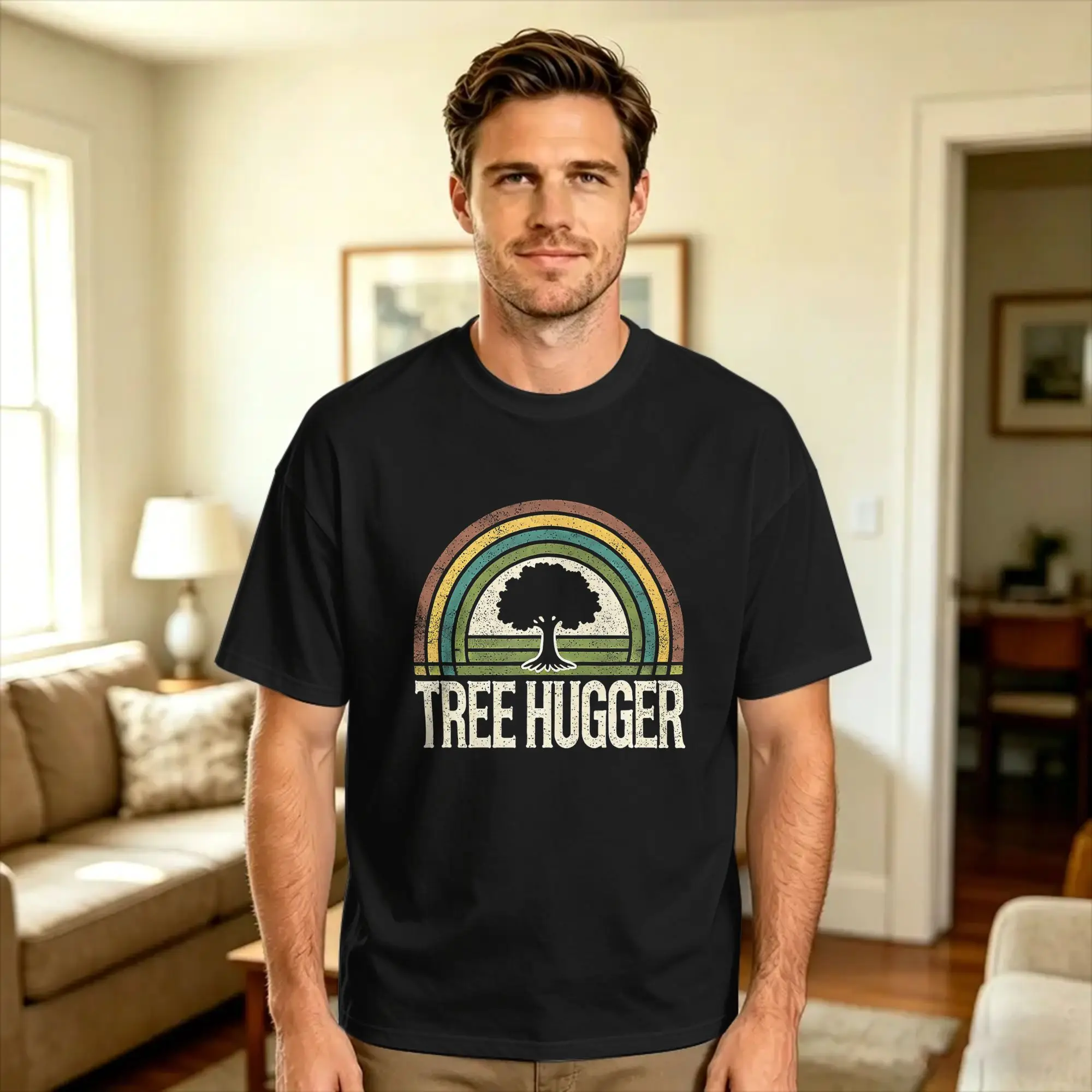 Streetwear T Shirt Beach Retro Tree Hugger Design Novelty T-Shirts  Cotton Tshirt for Adult Y2K Retro Short Sleeve Clothes