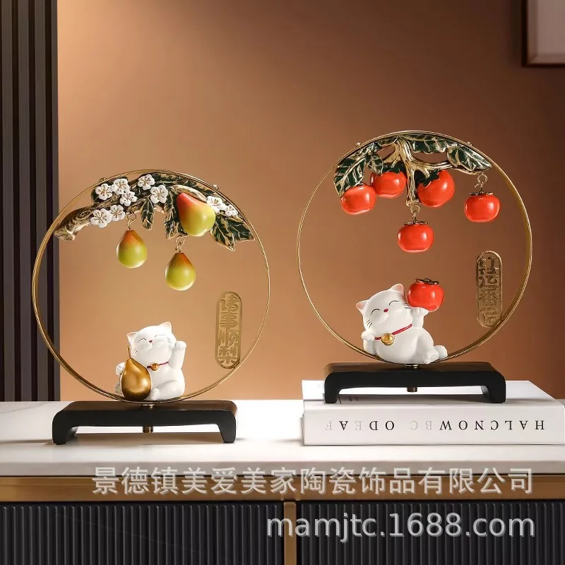 

New Chinese-style allegory soft decoration, home furnishing, living room entrance wine cabinet TV cabinet decoration