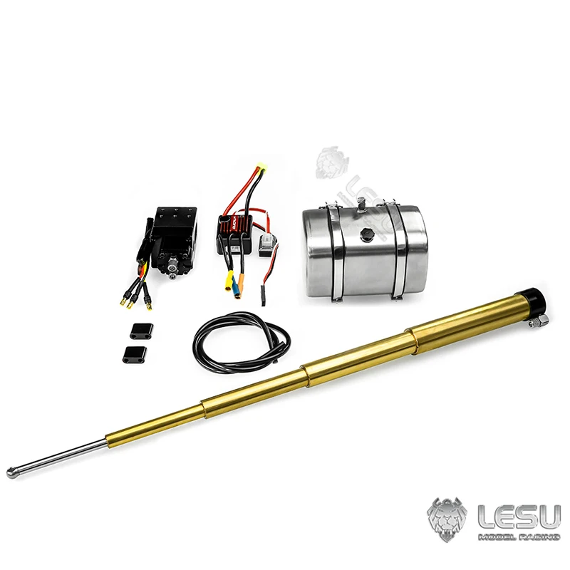 Hydraulic Cylinder System 1/14 Dump Truck Front Brass Material Semi-Trailer Dump Bucket LESU Modification